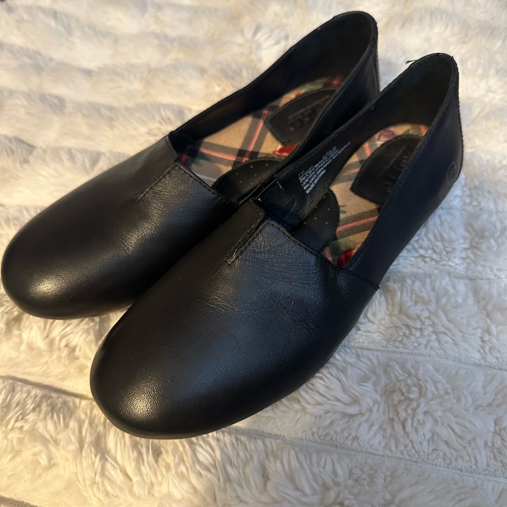 Born Black Sebra Leather Slip On Loafers